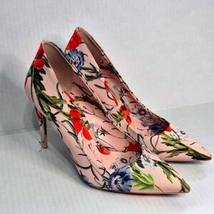 ALDO Womens Pink Floral Pointed Toe Stiletto Pumps Size 6.5 Flower Print Heels